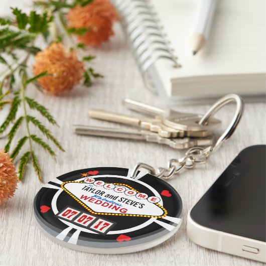 Wedding im Vegas-Kasino-Bevorzugungs-Poker-Chip Schlüsselanhänger (Vorderseite rechts)