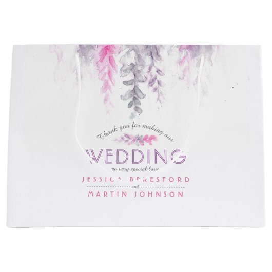 Wedding indigo lila rosa Blume vielen Dank Große Geschenktüte (Vorderseite)
