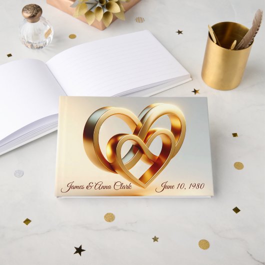 Wedding Infinity and Gold Heart Symbol Gästebuch (Vorderseite Offen)