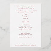 Wedding Initials 2 Photos Diamond Rose Gold Floral Folieneinladung (Rückseite)