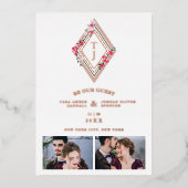 Wedding Initials 2 Photos Real Rose Gold Effect Folieneinladung (Vorderseite)