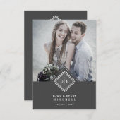 Wedding Initials Ornamental Lace Sophisticated Dankeskarte (Vorne/Hinten)