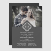 Wedding Initials Ornamental Lace Sophisticated Magnetkarte (Vorne/Hinten)