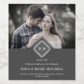 Wedding Initials Ornamental Lace Sophisticated Weinetikett (Einzelnes Label)