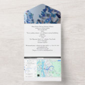 wedding invitatio blue butterflies all in one einladung (Innen Boden)