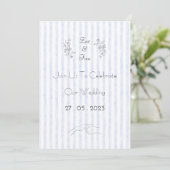 Wedding Invitation (12,7 x 17,8 cm) - Blue Stripes Einladung (Stehend Vorderseite)