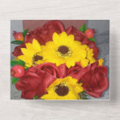 wedding invitation all in one red roses sunflower  einladung (Rückseite)