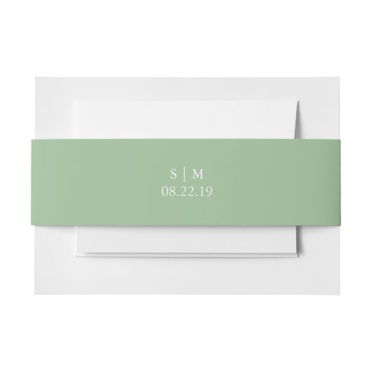 Wedding Invitation Belly Bands Monogram Green Einladungsbanderole (Vorderseite Beispiel)