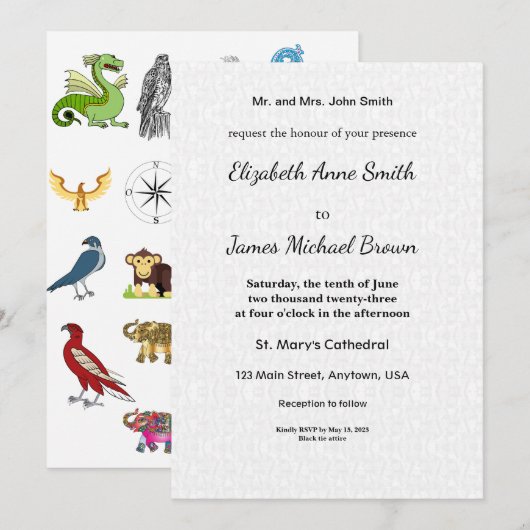 Wedding Invitation Card Elegant Classic Minimal Karte (Vorne/Hinten)
