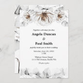 Wedding Invitation Card Soft Rose, Leaf Leaves Einladung (Vorne/Hinten)