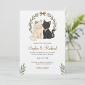 Wedding invitation card with a beige and black cat einladung (Stehend Vorderseite)