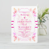 Wedding Invitation Classic Pink Floral Aesthetic Einladung (Stehend Vorderseite)
