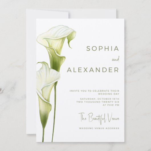 Wedding Invitation "Delicate Calla Lilies" Einladung (Vorderseite)