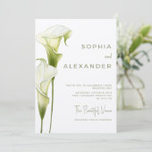 Wedding Invitation "Delicate Calla Lilies" Einladung (Stehend Vorderseite)