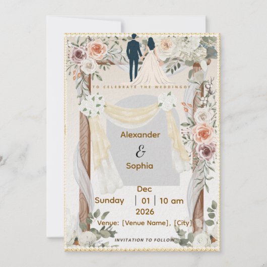 Wedding Invitation | Editable Modern Template Einladung (Vorderseite)