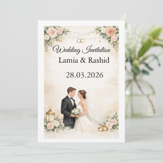 Wedding Invitation Einladung (Stehend Vorderseite)