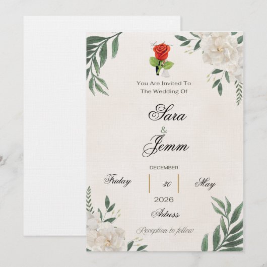 Wedding Invitation Einladung (Vorne/Hinten)