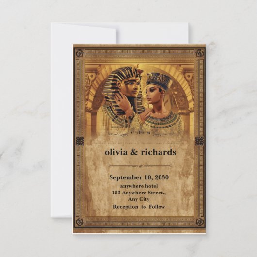 Wedding Invitation – Elegant Pharaoh Theme Dankeskarte (Vorderseite)