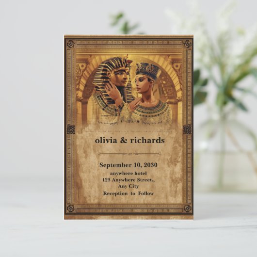 Wedding Invitation – Elegant Pharaoh Theme Dankeskarte (Stehend Vorderseite)