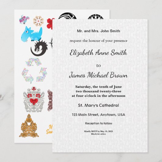 Wedding Invitation Elegant Script Minimal Classic Einladung (Vorne/Hinten)