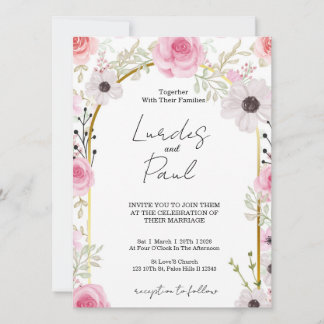  Wedding invitation Floral Pink Einladung