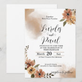  Wedding invitation Floral tons of brown Einladung (Vorne/Hinten)