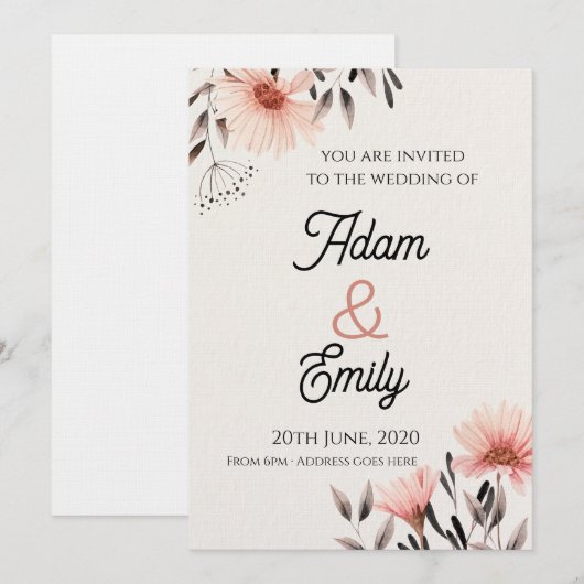 Wedding Invitation Flower Einladung (Vorne/Hinten)