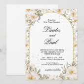  Wedding invitation Flower Vintage White Einladung (Vorne/Hinten)
