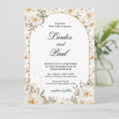  Wedding invitation Flower Vintage White Einladung (Stehend Vorderseite)