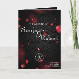 Wedding Invitation - Gothic Black w Rose Petals Einladung