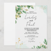  Wedding invitation  green flowers with gold Einladung (Vorne/Hinten)