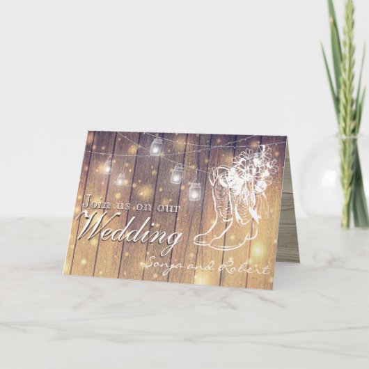 Wedding Invitation - Mason jars and cowboy boots Einladung (Vorderseite)
