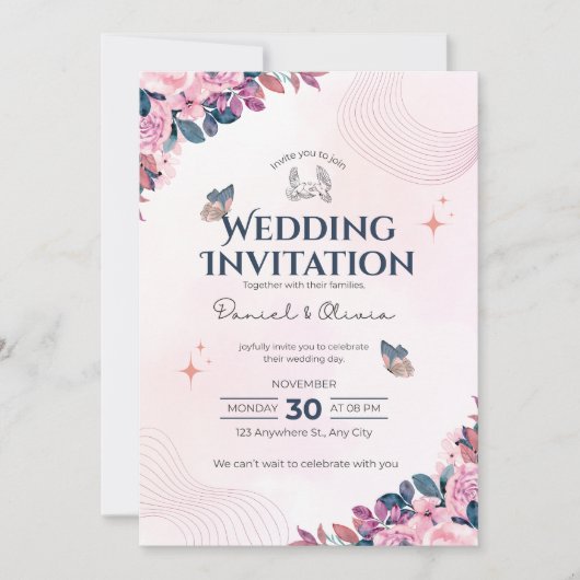 Wedding Invitation Modern Typography Minimal Einladung (Vorderseite)