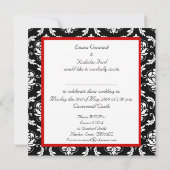 Wedding Invitation Monogram Damask Red Back View Einladung (Rückseite)