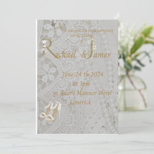 wedding invitation , old lace design . save the date (Stehend Vorderseite)