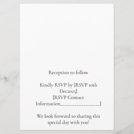 wedding Invitation Programm (Rückseite)