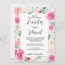 Wedding invitation Roses Pink Einladung