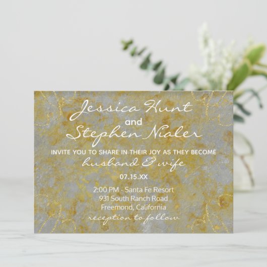 Wedding Invitation Silver Lining Einladung (Stehend Vorderseite)