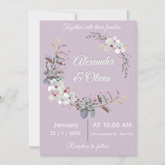 Wedding Invitation Template - Editable & printable Einladung (Vorderseite)