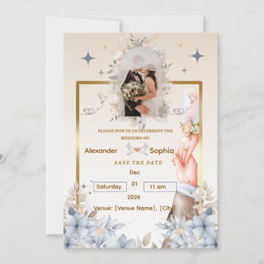 Wedding Invitation | Template for Names &date Einladung (Vorderseite)