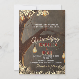 Wedding invitation template with vintage rustic oa einladung