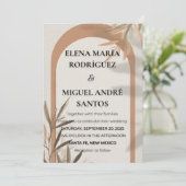 Wedding Invitation Terracotta Arch Olive Branch Einladung (Stehend Vorderseite)