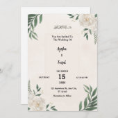 Wedding Invitation with Elegant Greenery and White Programm (Vorne/Hinten)