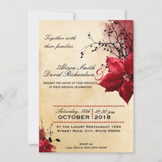 Wedding invitation with Netz flowers Einladung (Vorderseite)