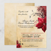 Wedding invitation with Netz flowers Einladung (Vorne/Hinten)
