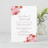 Wedding Invitation with Peonies and Poppies Einladung (Stehend Vorderseite)