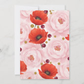 Wedding Invitation with Peonies and Poppies Einladung (Rückseite)