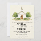 Wedding Invitation with Watercolor Venue Painting Einladung (Vorderseite)