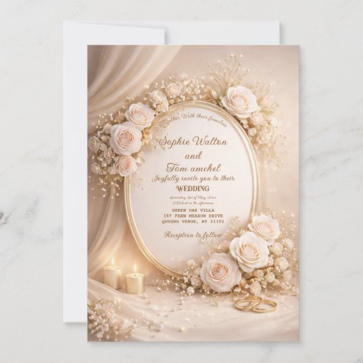 Wedding invitation with white flowers einladung (Vorderseite)