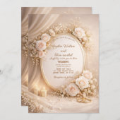 Wedding invitation with white flowers einladung (Vorne/Hinten)
